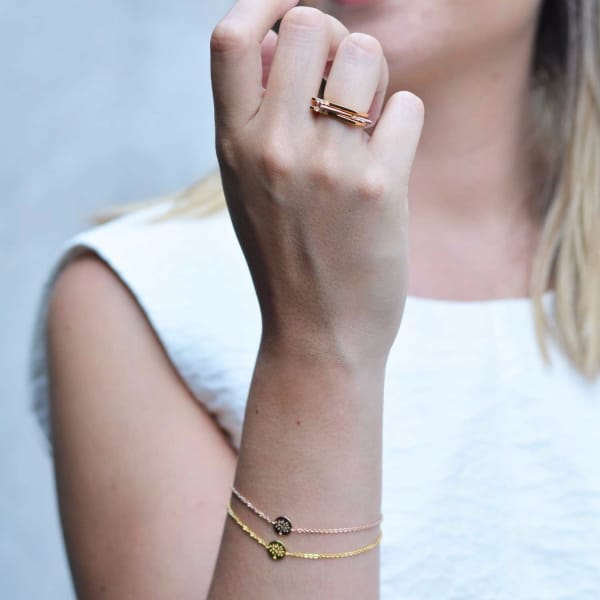 Neola Minerva Rose Gold Stacking Ring With White Topaz In Stacking