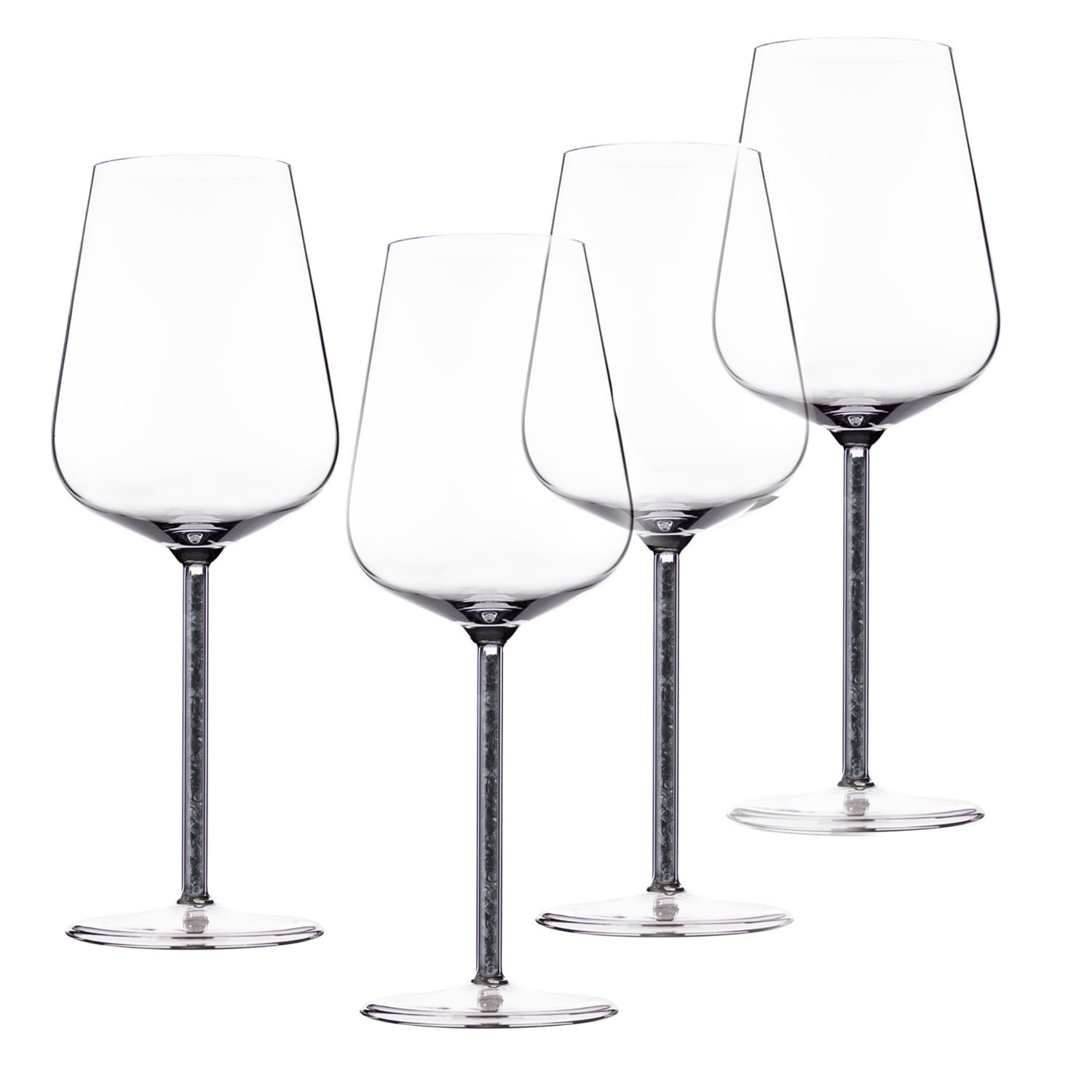 Black Alabaster Crystal-Stemmed Wine Glasses - Four Piece Greatfool