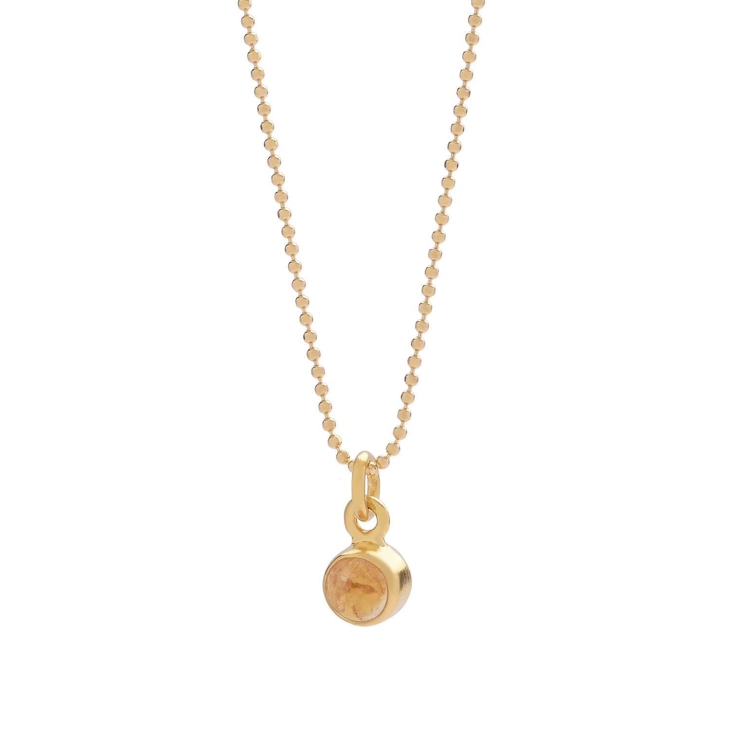 Nellou Jewellery Women's Yellow Gem Dot Citrine Birthstone Necklace November Gold Plated Sterling Silver In Yellow