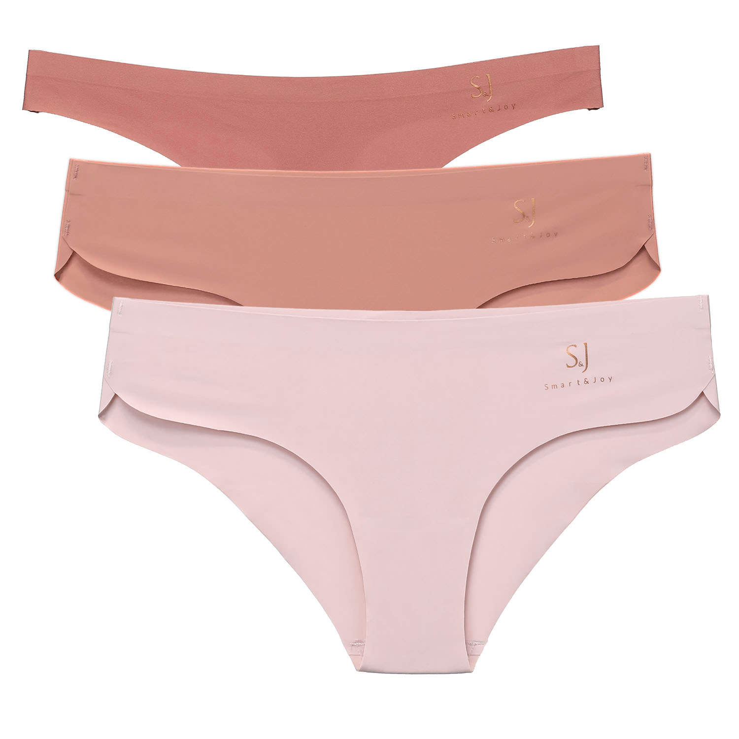 Smart And Joy Women's Brown / Rose Gold Velvet Petal Pack Of Three Seamless Fine & Comfortable Panties