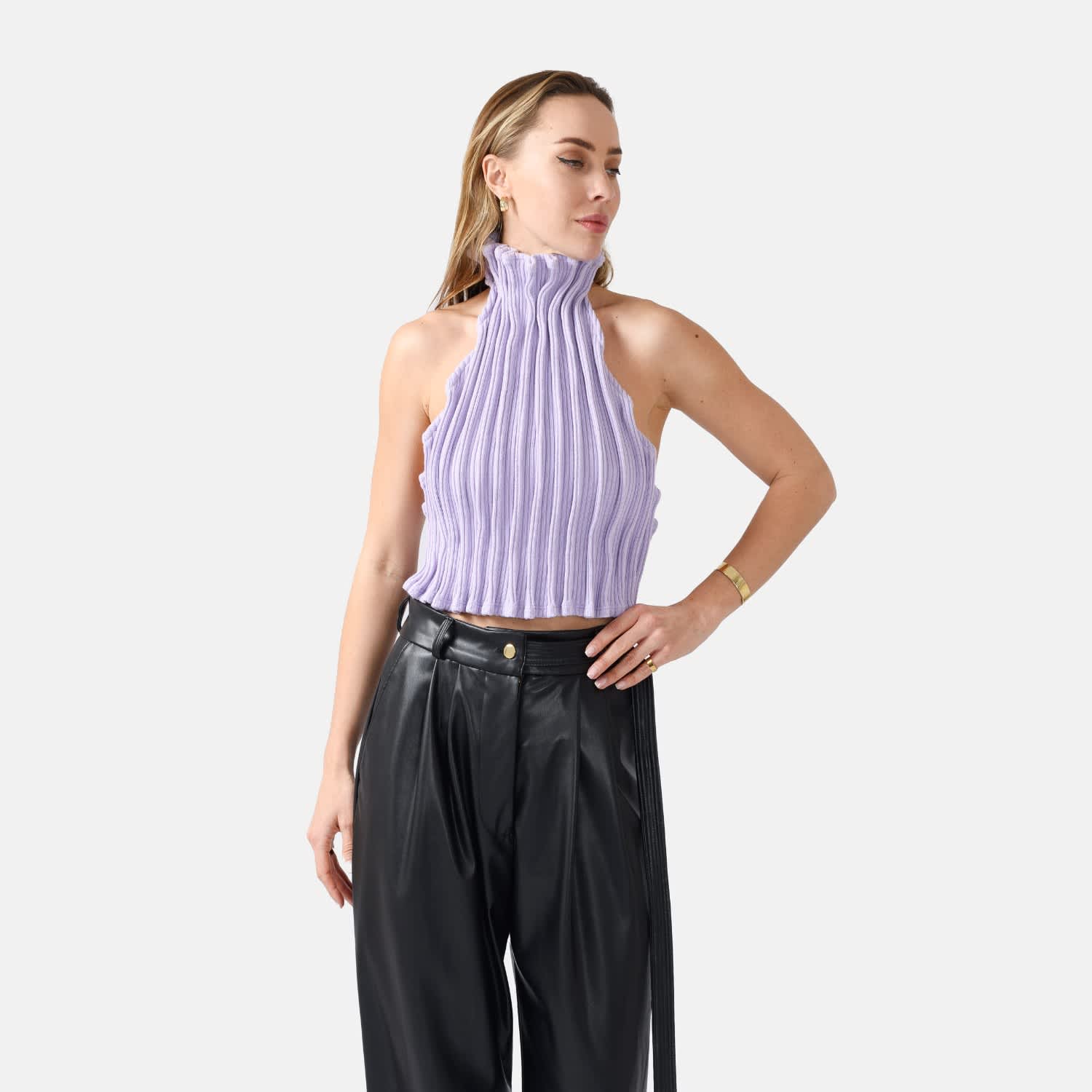 Lilac Knit Halter Top – Ribbed, Sleeveless | Kargede | Wolf