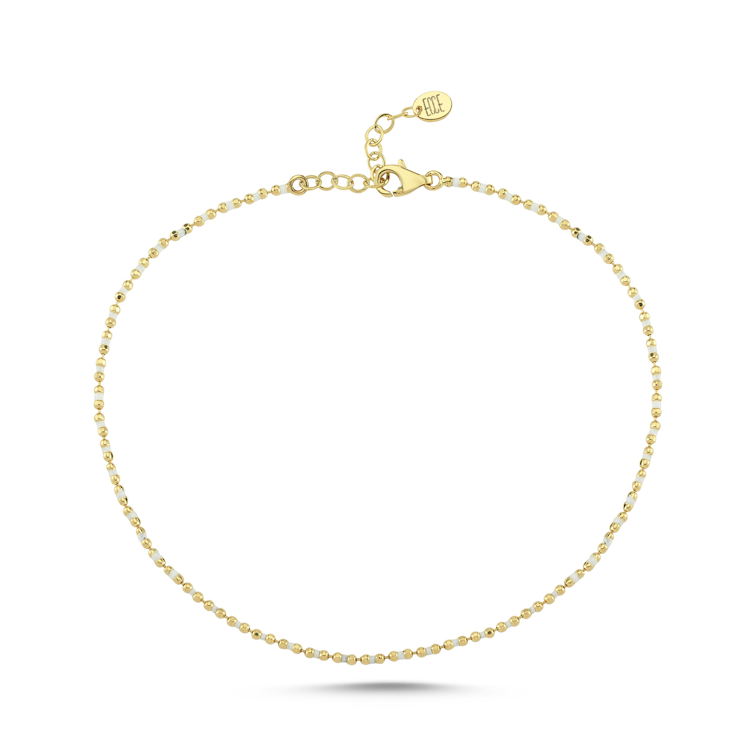 Ecce | Artisan Diamonds Women's 14k Solid Gold Enamelled Candy Crush Anklet - White In White