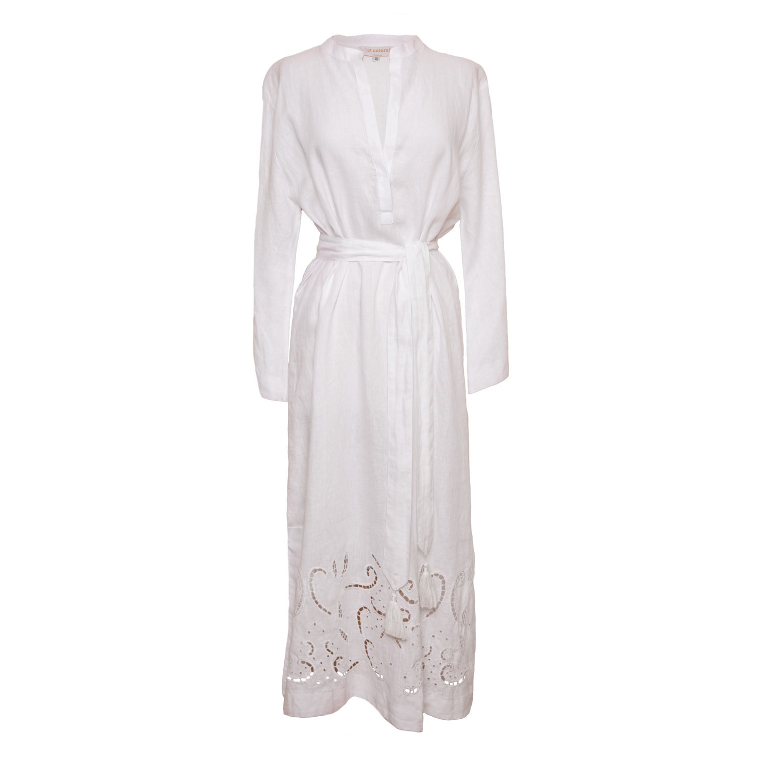 Women’s Juniper Tunic Dress - Embroidered Linen - White One Size [Et Cetera] Woman