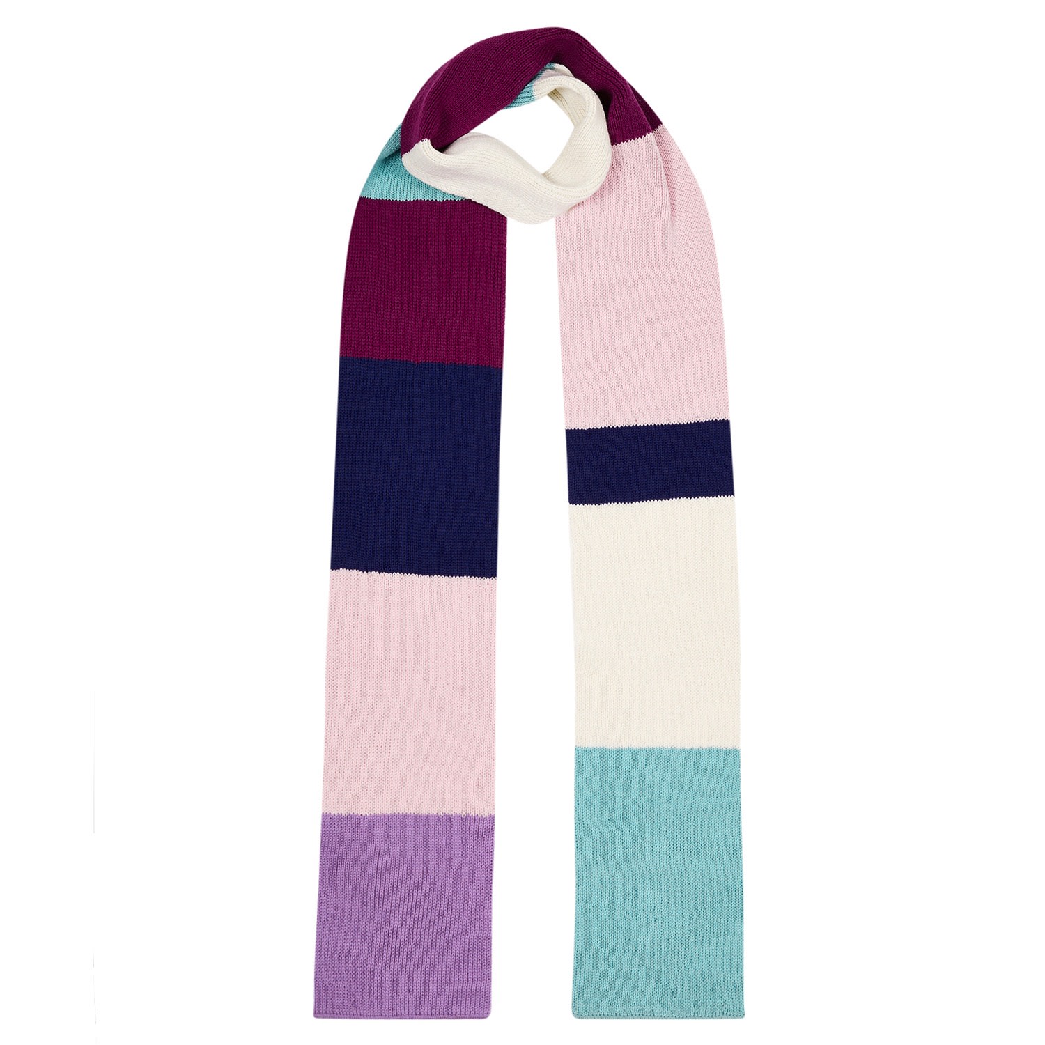 Ribbed Colour Block Wool & Cashmere Scarf Long Women Ingmarson