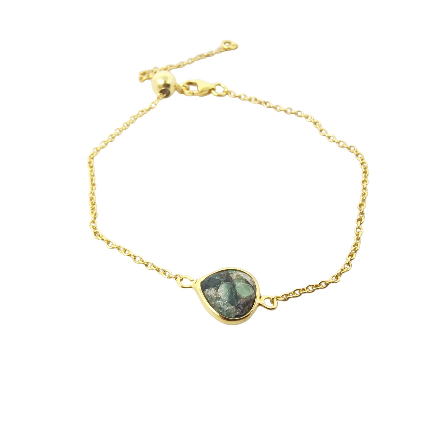 Harfi Women's Gold / Green Gold Vermeil Plated Adjustable Emerald May Birthstone Bracelet In Multi