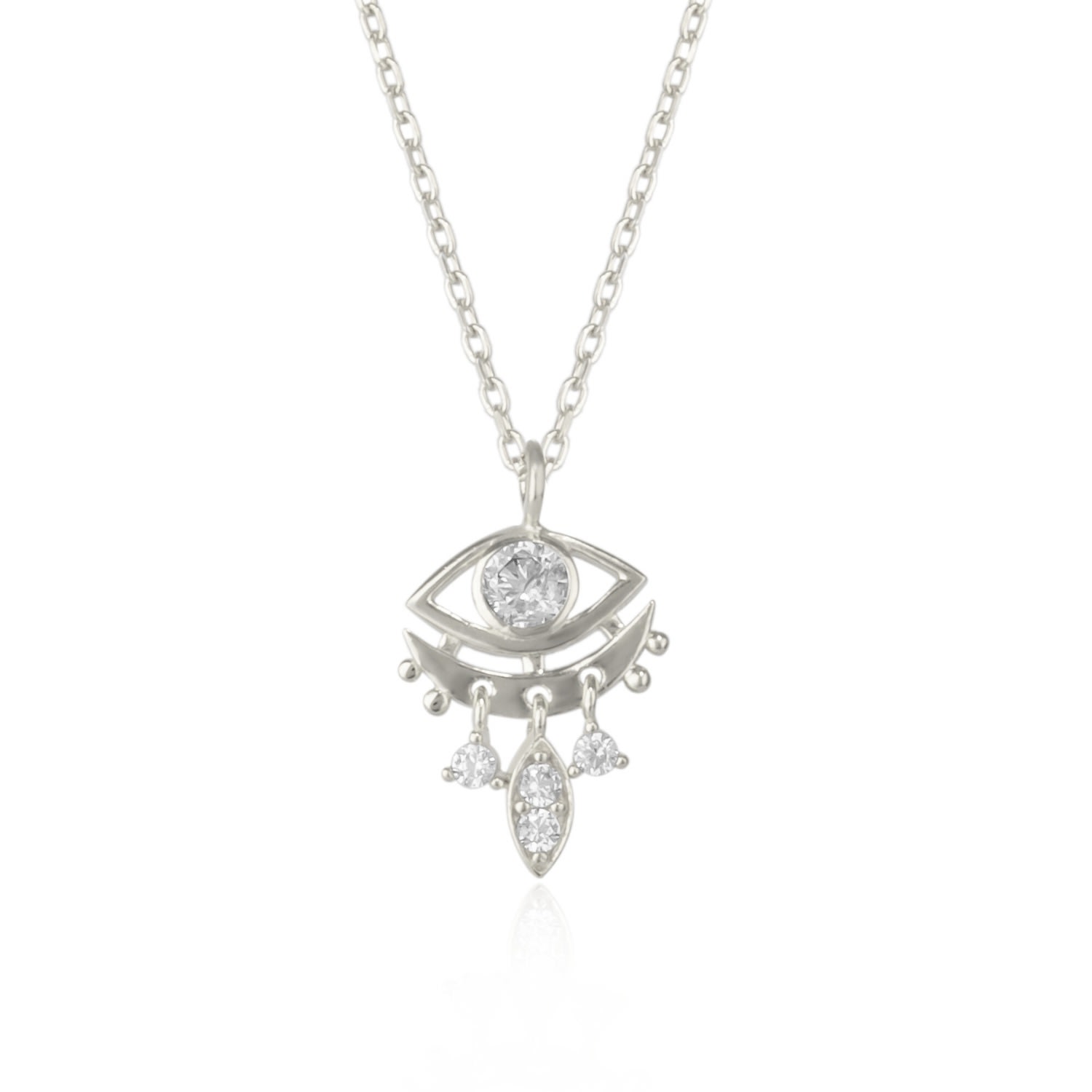 Spero London Women's Sterling Silver Eye Evil Eye Pendant Necklace - Silver In Silver