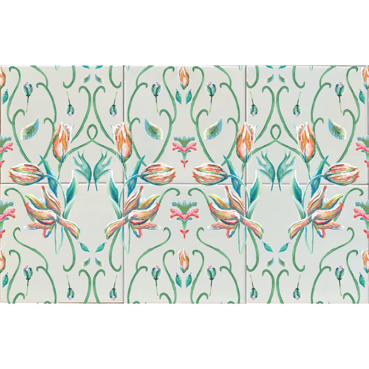 Tile Panel Art Nouveau French Tulip Catchii