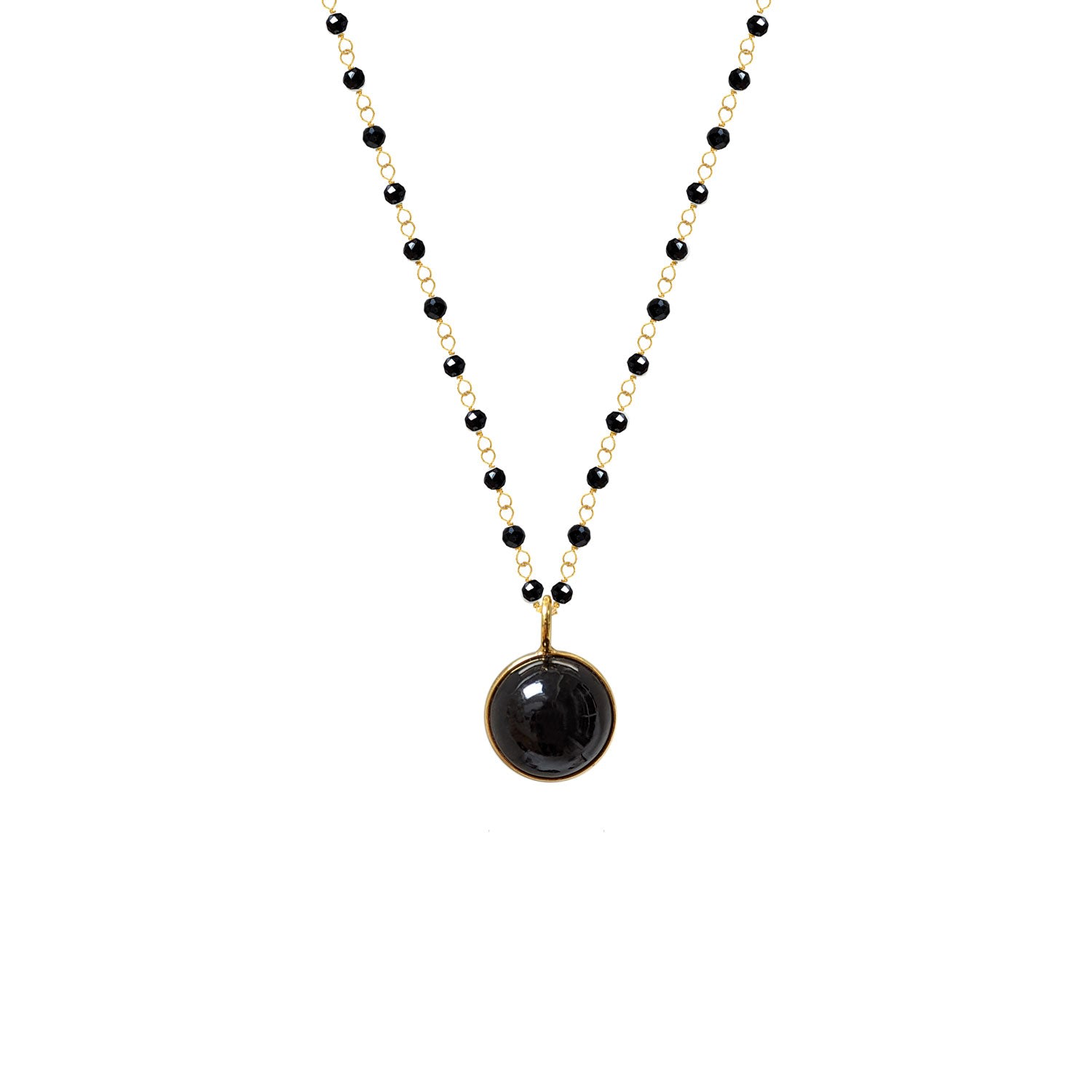 Mirabelle Jewellery Women's Black Onyx Rosary With Black Onyx Ball Pendant In Black