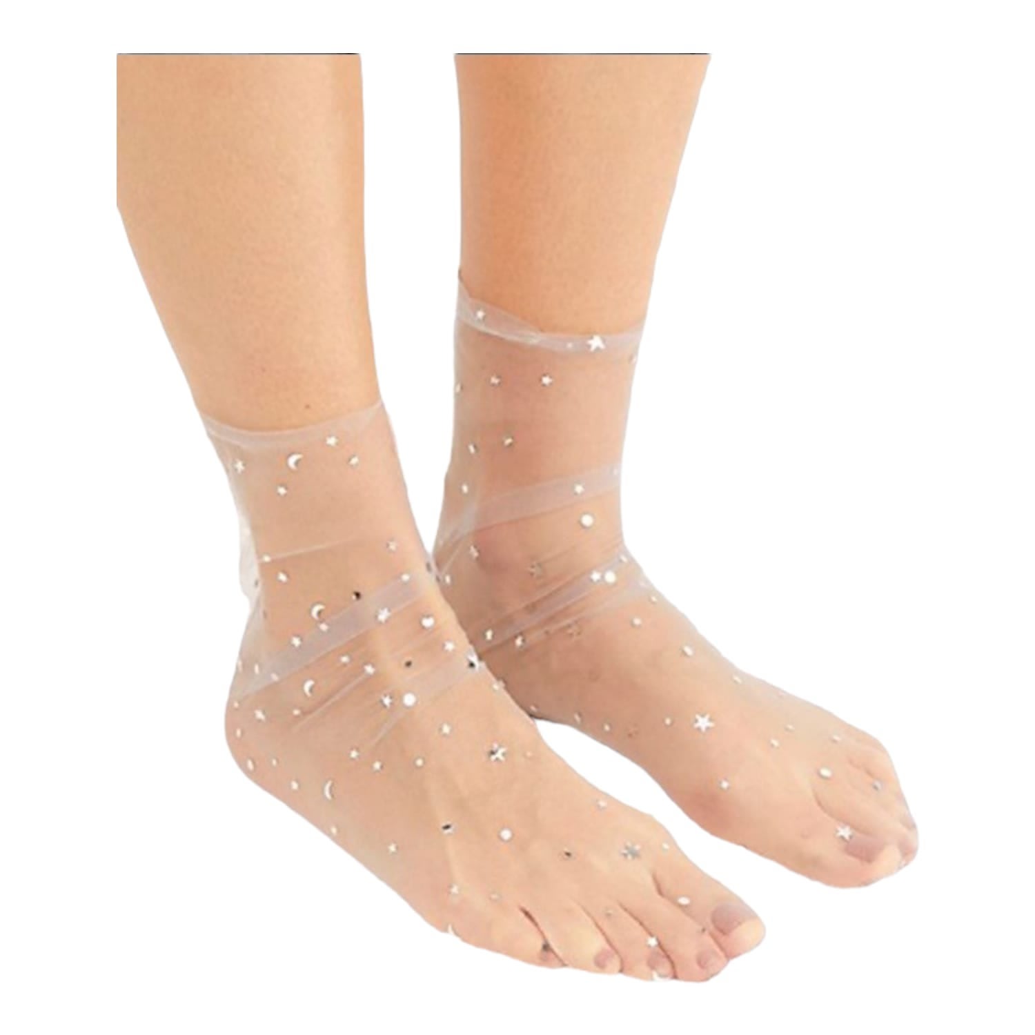 Women’s Starry Sky Tulle Sock Silver High Heel Jungle by Kathryn Eisman