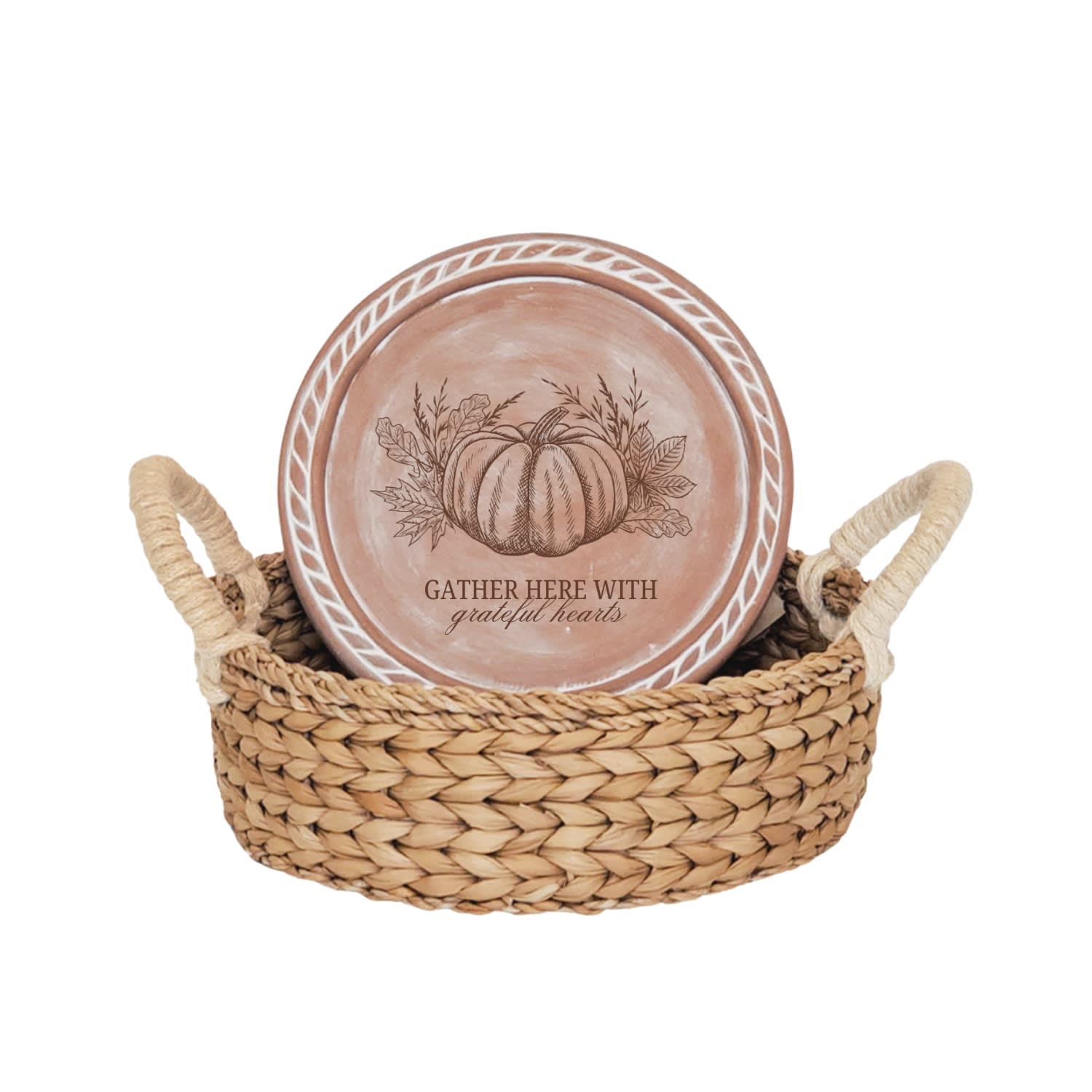 Korissa Brown / Neutrals Bread Warmer & Basket - Pumpkin Round In Brown