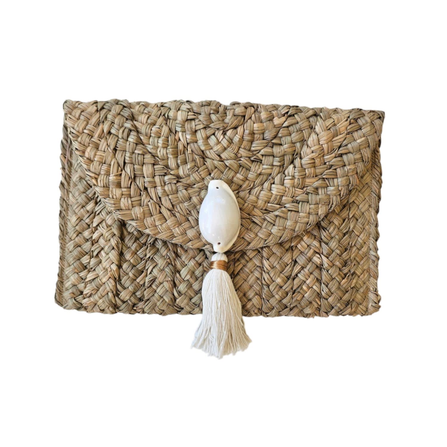 Ohsun Women's Neutrals / White Moana Egg Shell & Straw Clutch
