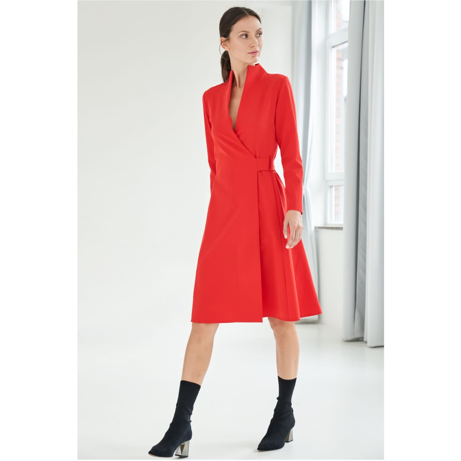 Wrap Dress Knee-Length In Red ...