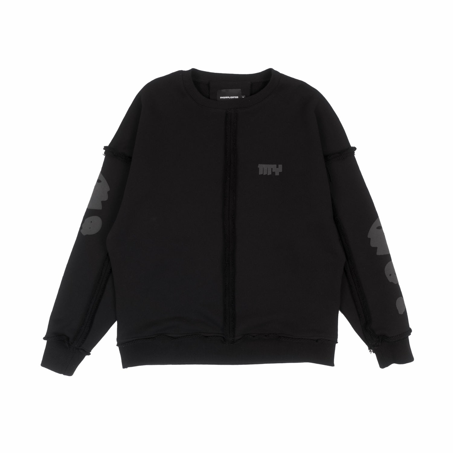 Mysimplicated Women's Black / Grey Oversized Black Cotton Obsidian Phantom Crewneck W In Black/grey