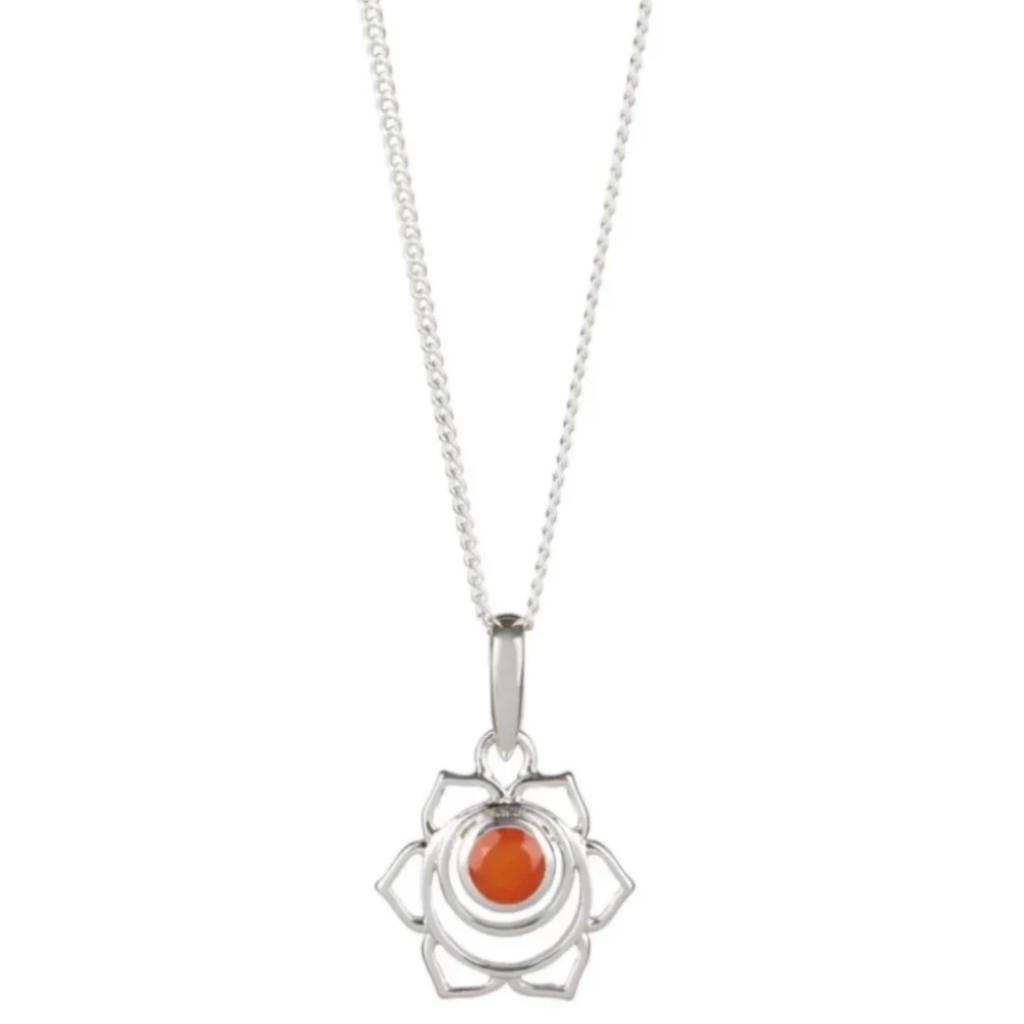 Women’s Sacral Chakra Silver Necklace - Carnelian Charlotte’s Web Jewellery