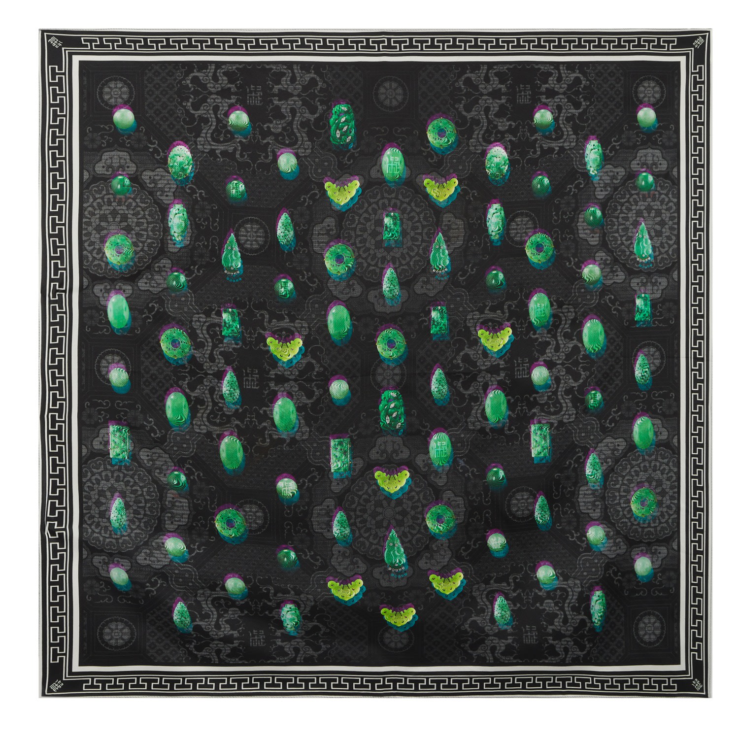 Men’s Green Jade Night Silk Scarf Ning Dynasty