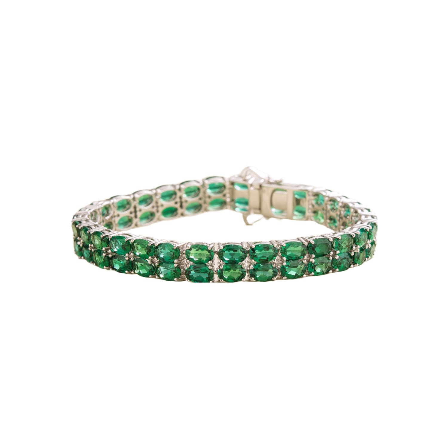 Juvetti Women's Green / White Salto Double Tennis Bracelet In Emerald