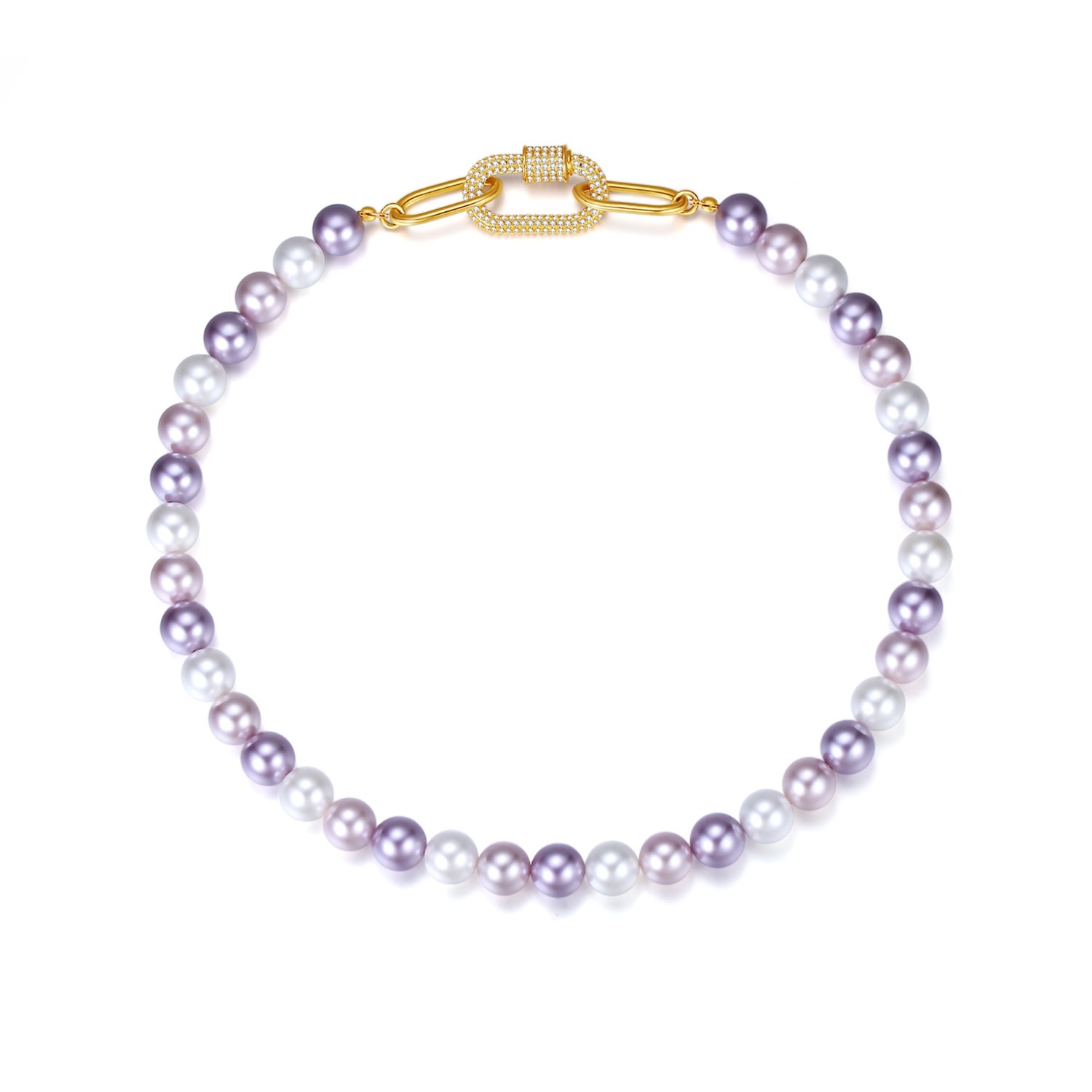 Women’s Pink / Purple Large Purple Shell Pearl Necklace With Gem-Encrusted Carabiner Lock Classicharms