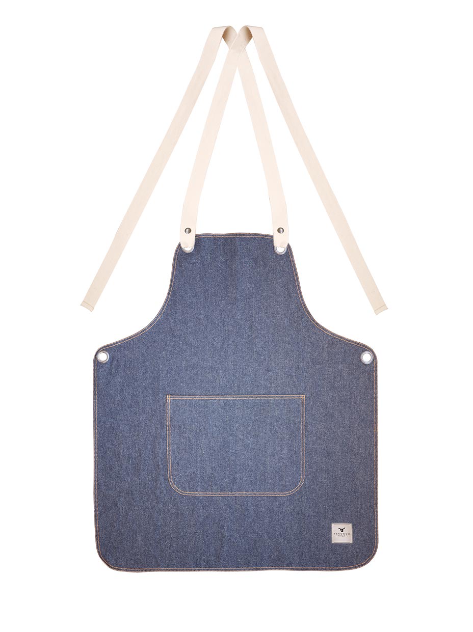 Yako&co Blue Minimalist Denim Apron In Blue