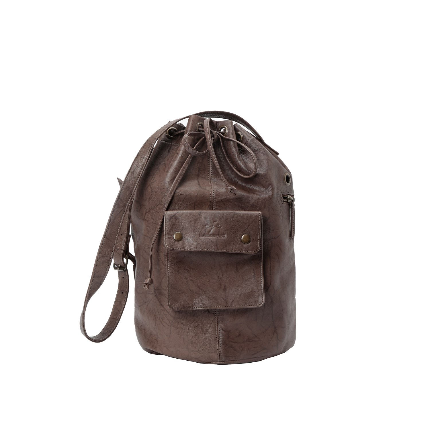 Chanel Joan Elkayam Women's Leather Drawstring Grey Bucket Bag In Grey