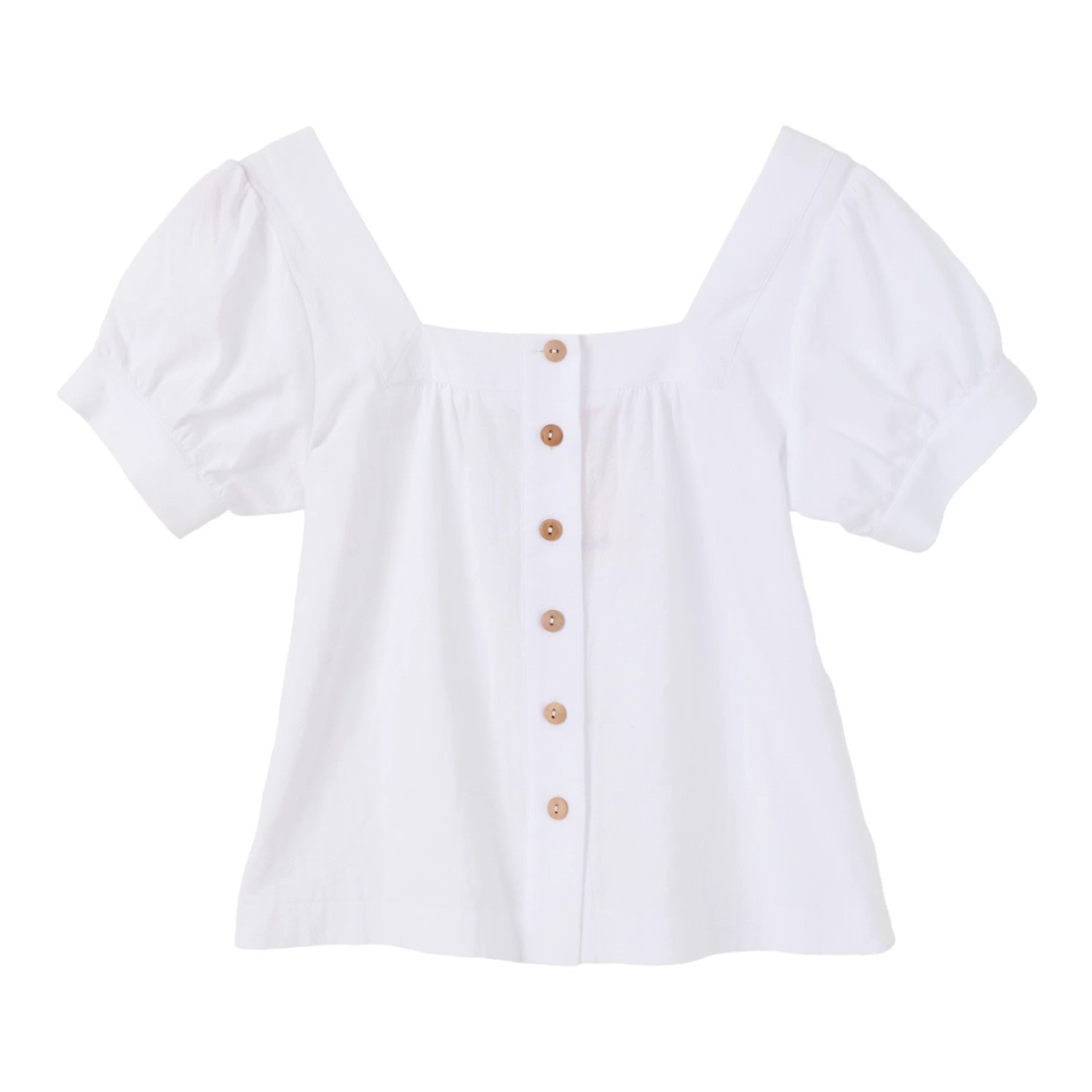 Louche Women's Lea Recycled Cotton Square Neck Short Sleeve Blouse - White