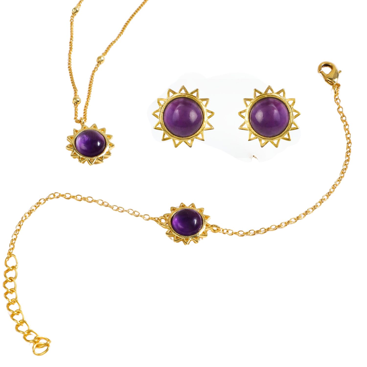 Lila Rasa Women's Gold / Purple Amethyst February Birthstone Brings Good Luck, Stability & Intuition Jewellery In Multi