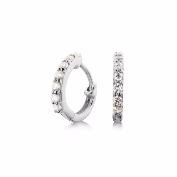 Lily & Roo Small Sterling Silver Diamond Style Huggie Hoop Earrings In Hoop