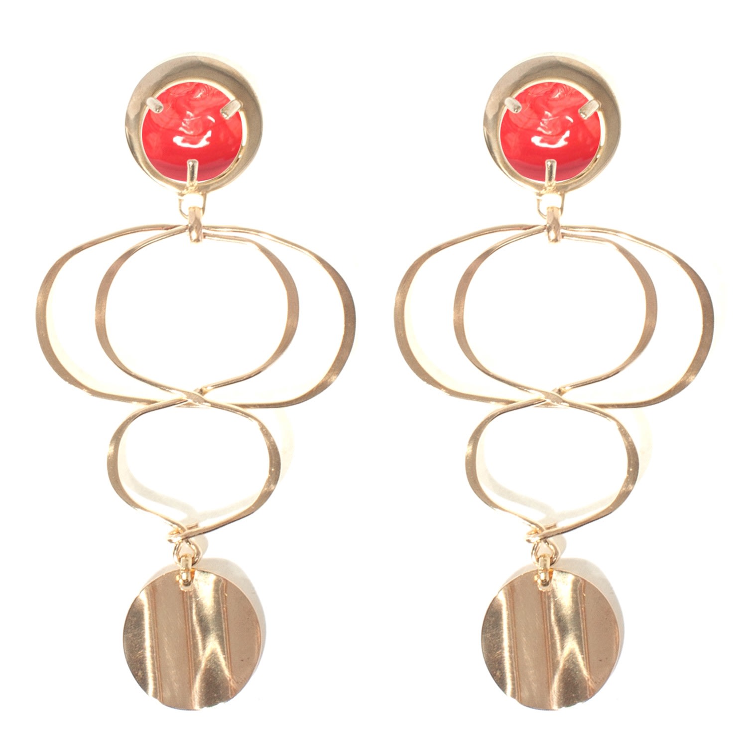 Castlecliff Women's Gold / Red Ajet Earring In Bright Coral