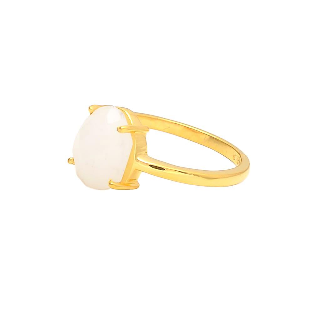 Women’s Neutrals / Gold / White Lucy Ring Milky Chalcedony Somya London