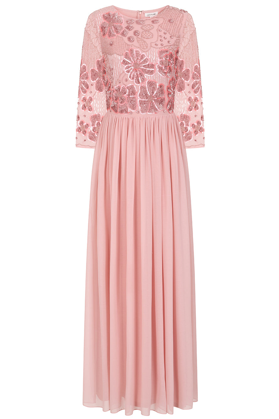 Frock And Frill Women's Pink / Purple Lovella Blush Floral Embellished Maxi Dress In Pink/purple