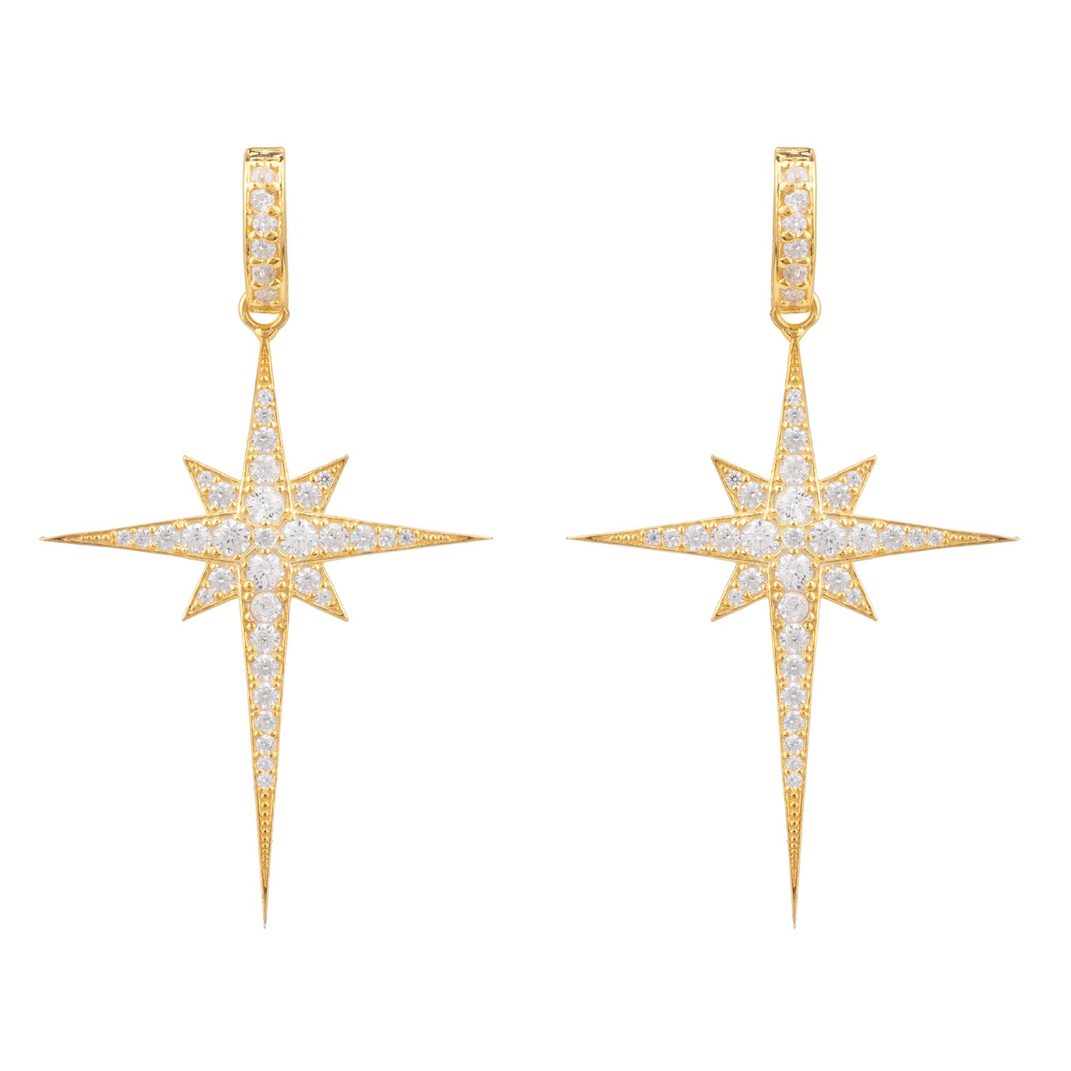 Latelita Women's North Star Burst Large Drop Earrings Gold