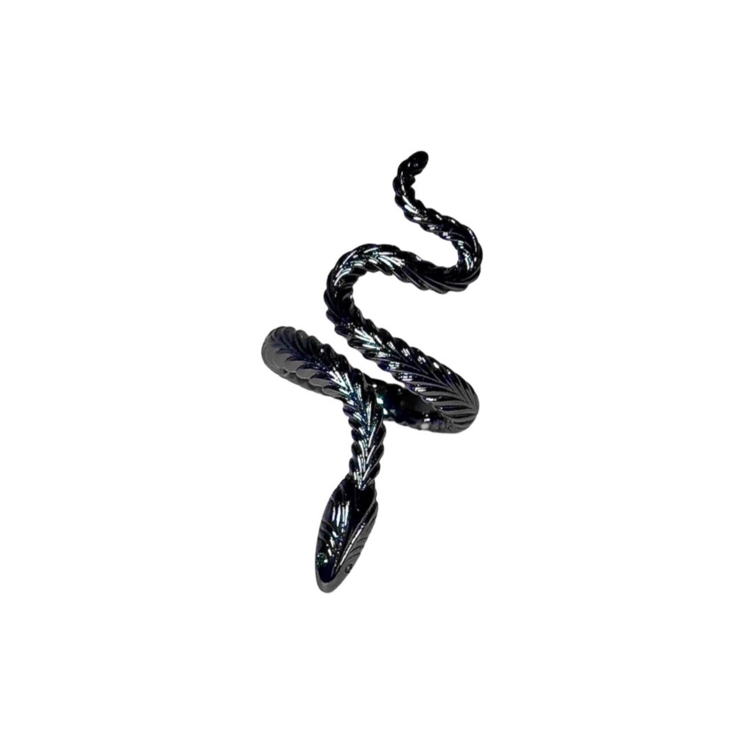 Women’s Reputation Snake Wrap Ring In Black Rhodium Jagged Halo Jewelry