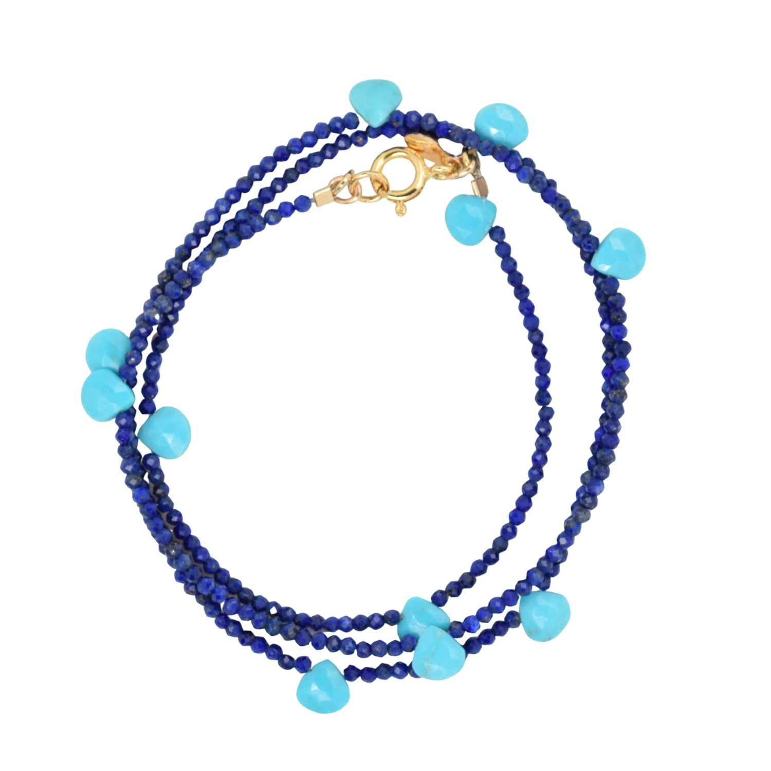 Lori Kaplan Design Women's Blue / Gold Triple Wrap Lapis With Sleeping Beauty Turquoise Bracelet
