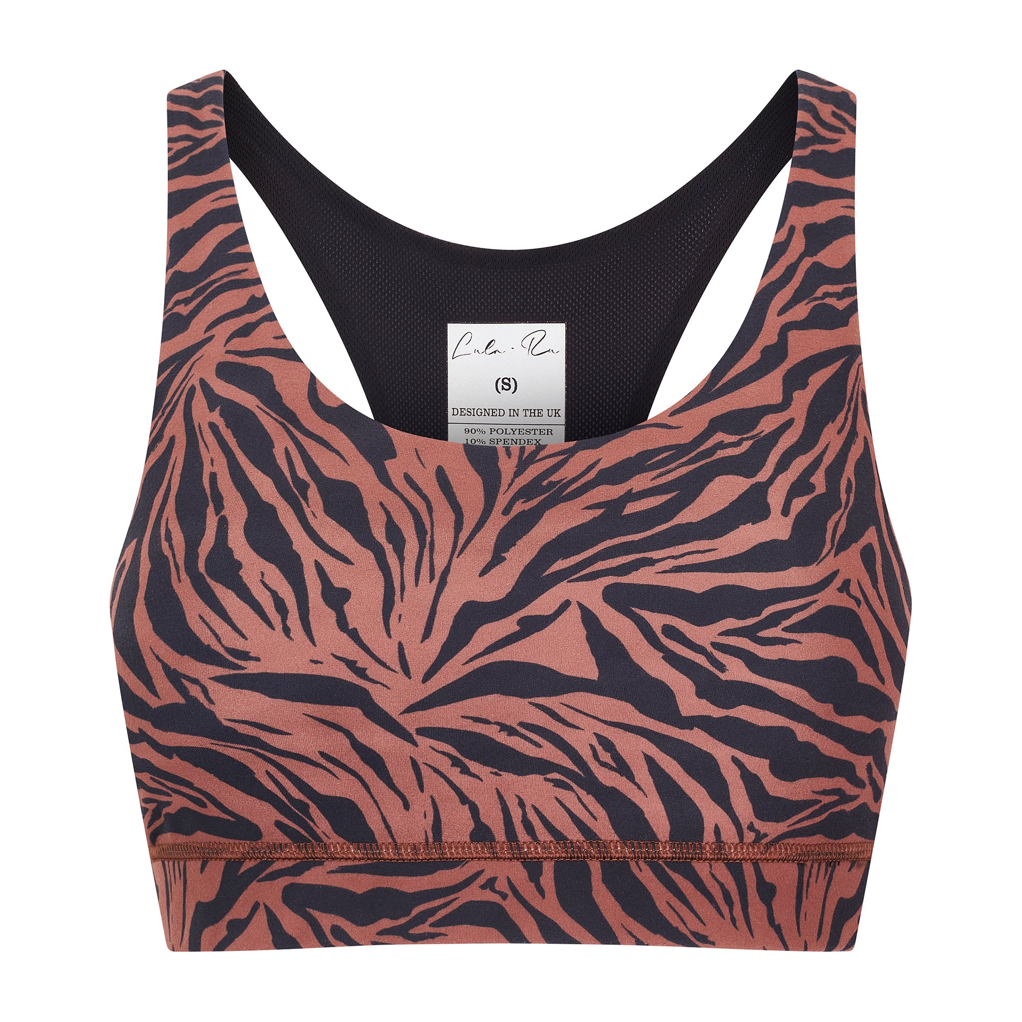 Women’s Brown Sports Bra - Tiger Print Medium Lula-Ru