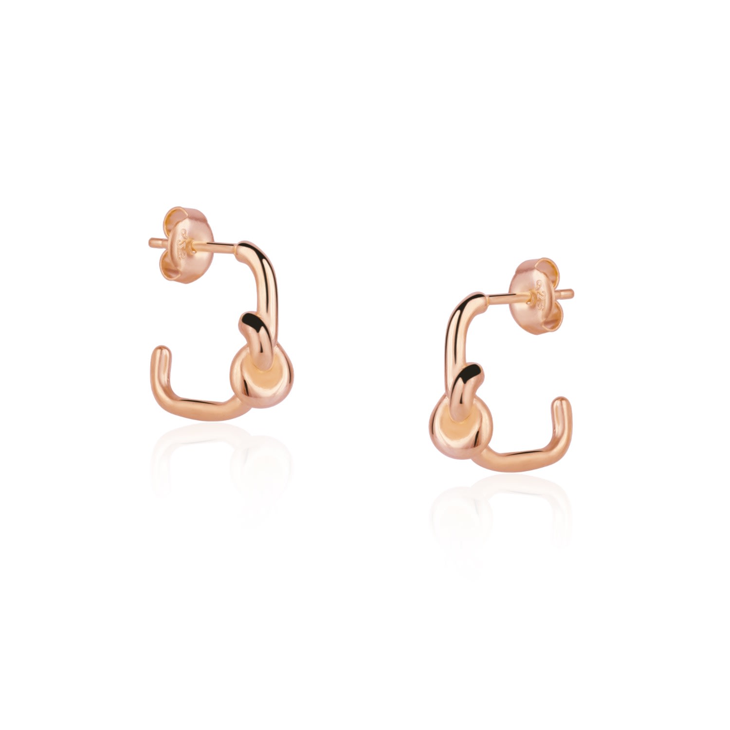 Spero London Women's Semi Hoop Knot Sterling Silver Earring - Rose Gold