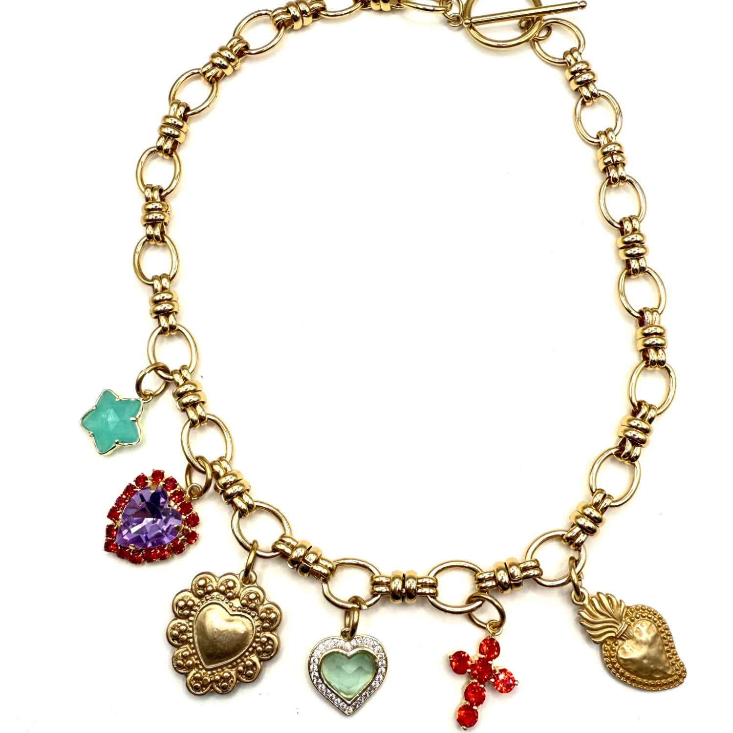 Women's Gold Funky Heart Charm Necklace | Achala Handcrafted
