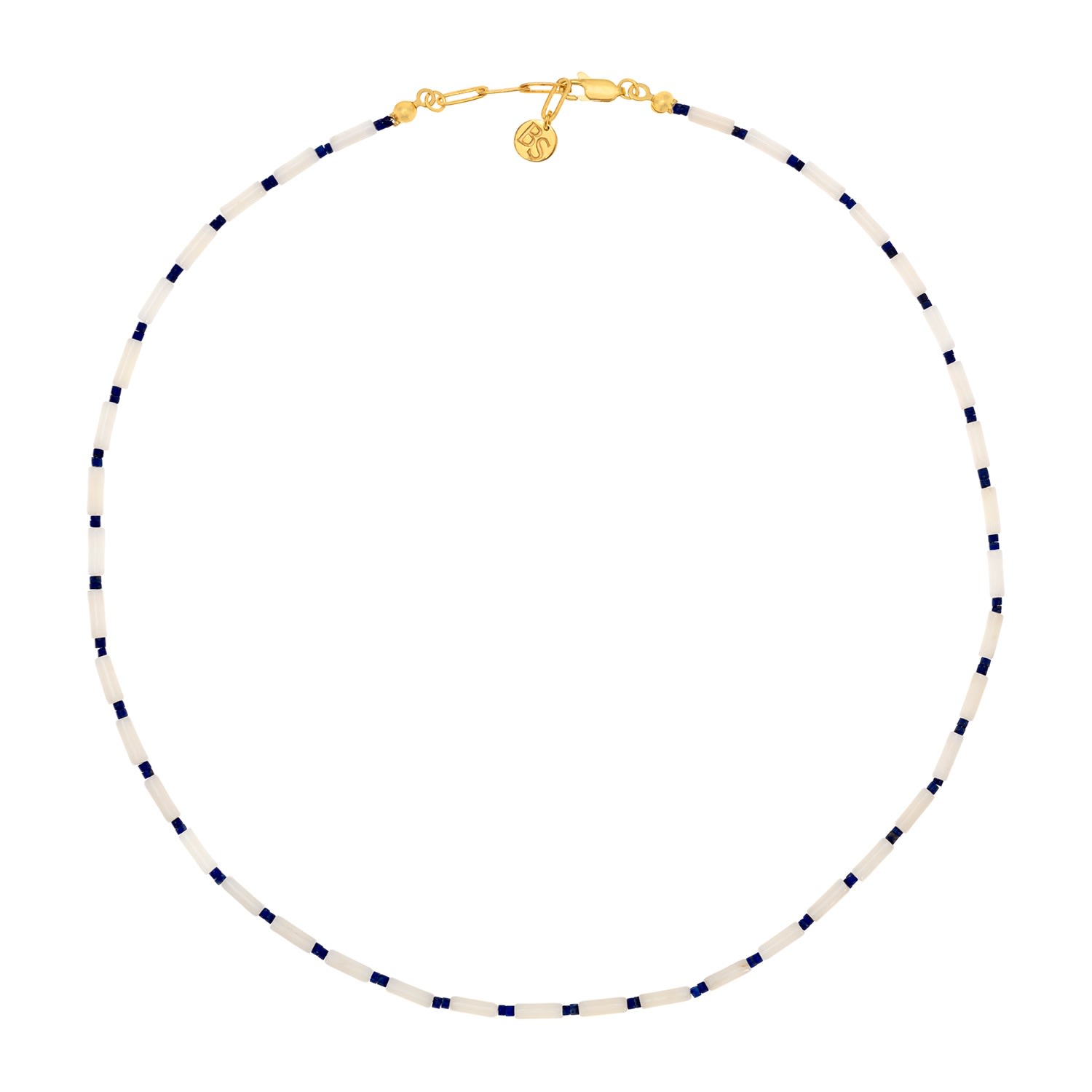 Women’s White / Blue / Gold High Tide Coral & Lapis Lazuli Necklace Bonjouk Studio