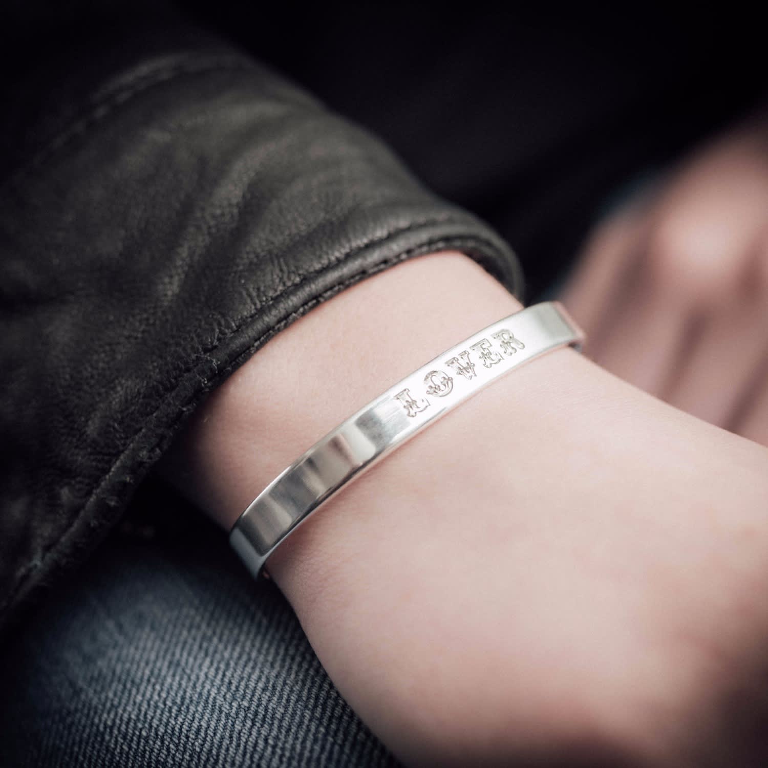 Silver Thick Width Lover Bangle | CarterGore | Wolf & Badger