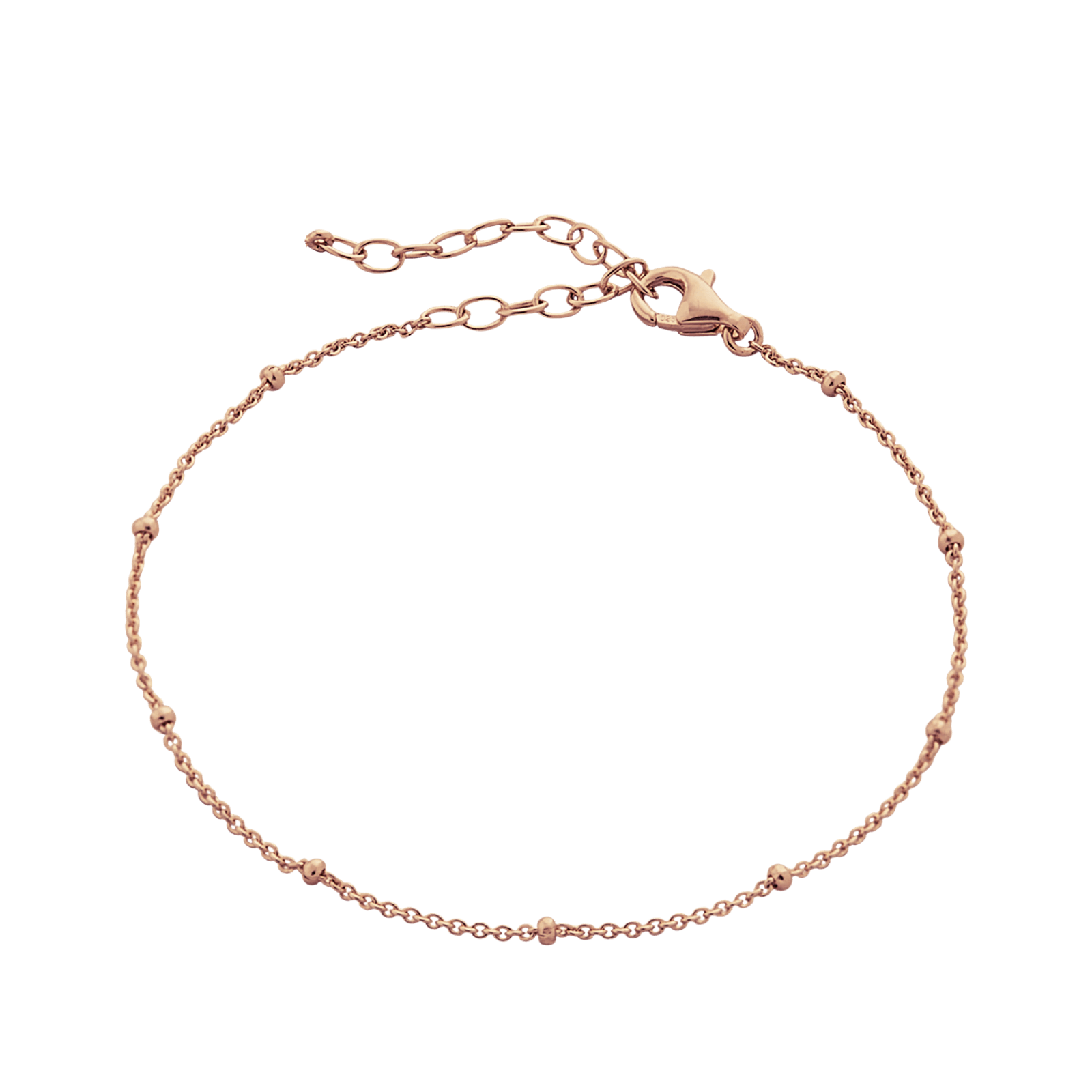Spero London Women's Bead Curb Chain Sterling Silver Adjustable Satellite Bracelet - Rose Gold