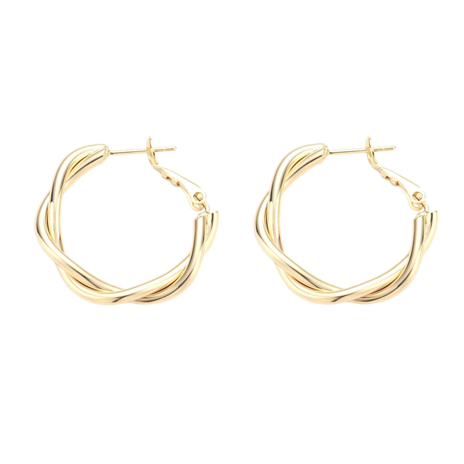 Harfi Women's Gold Plated Twisted Hoop Everyday Earrings In Gold
