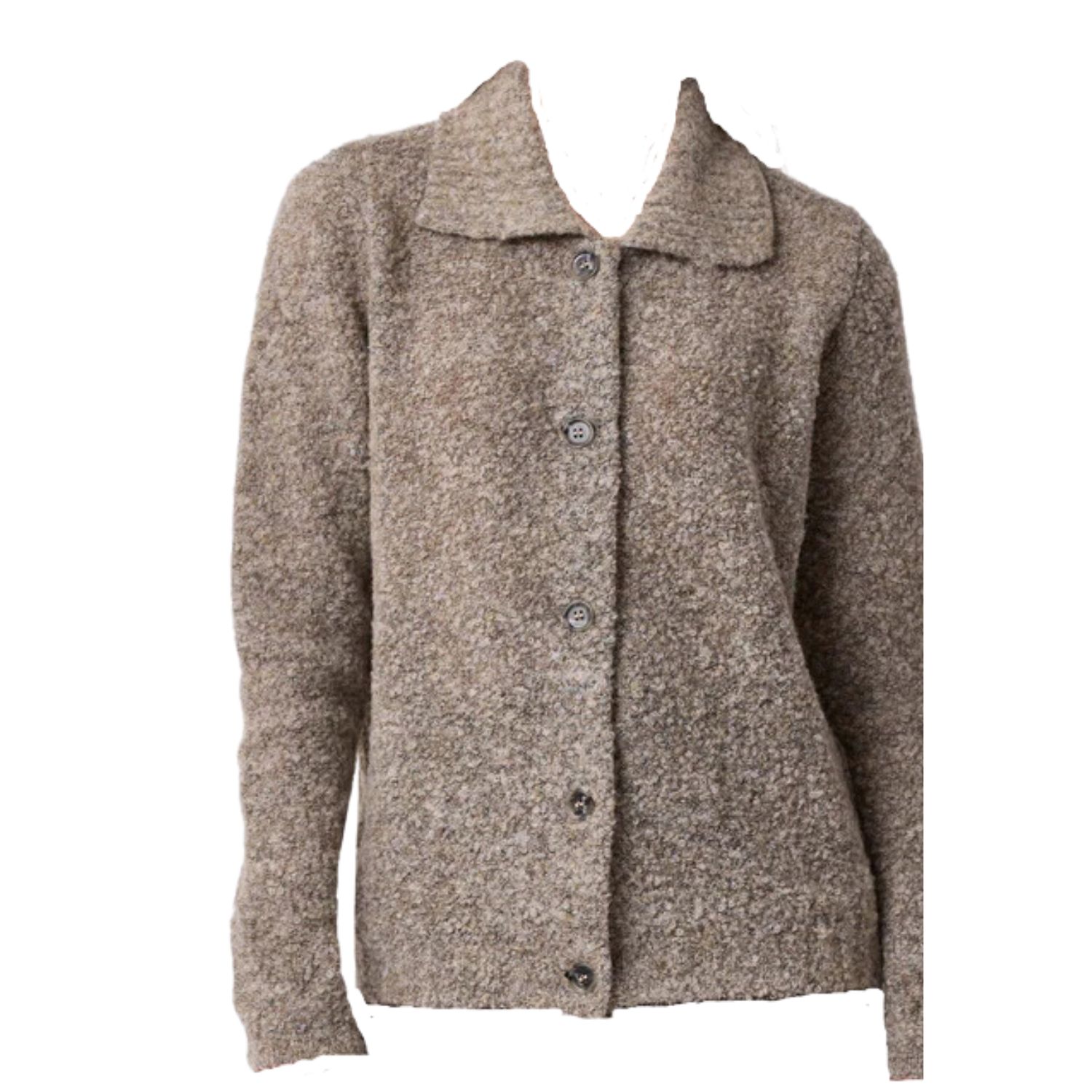 Altramoda Redressing The World Brown Hedda Women's Jacket In Bouclé Wool And Silk, Sand In Brown