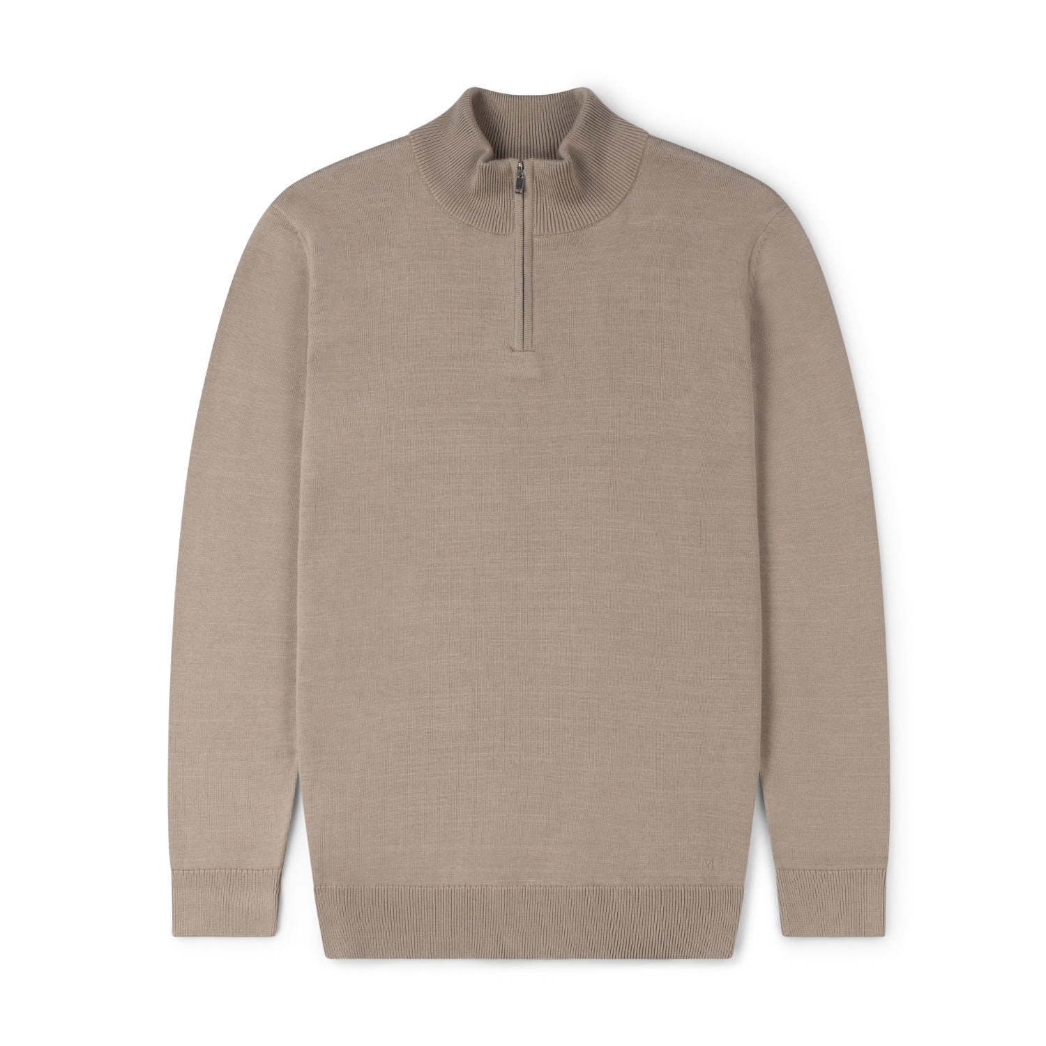 Marame Men's Neutrals Italian Fine Knit Half Zip - Putty Dove In Brown