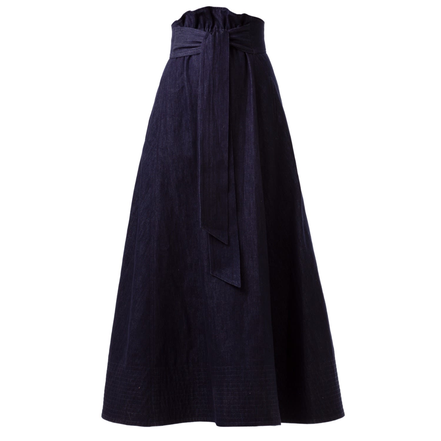 Julia Allert Women's Dark Blue Denim Long Skirt With Belt In Blue