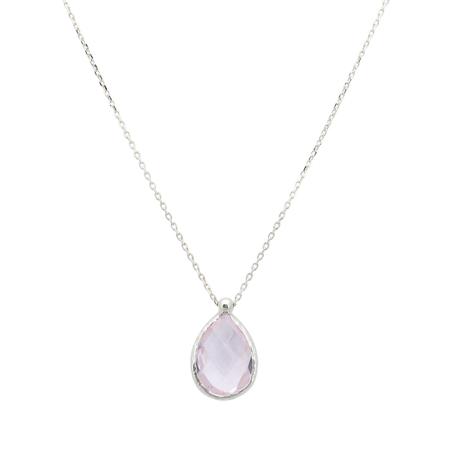 Women’s Pink / Purple / Silver Petite Drop Necklace Silver Rose Quartz Hydro Latelita