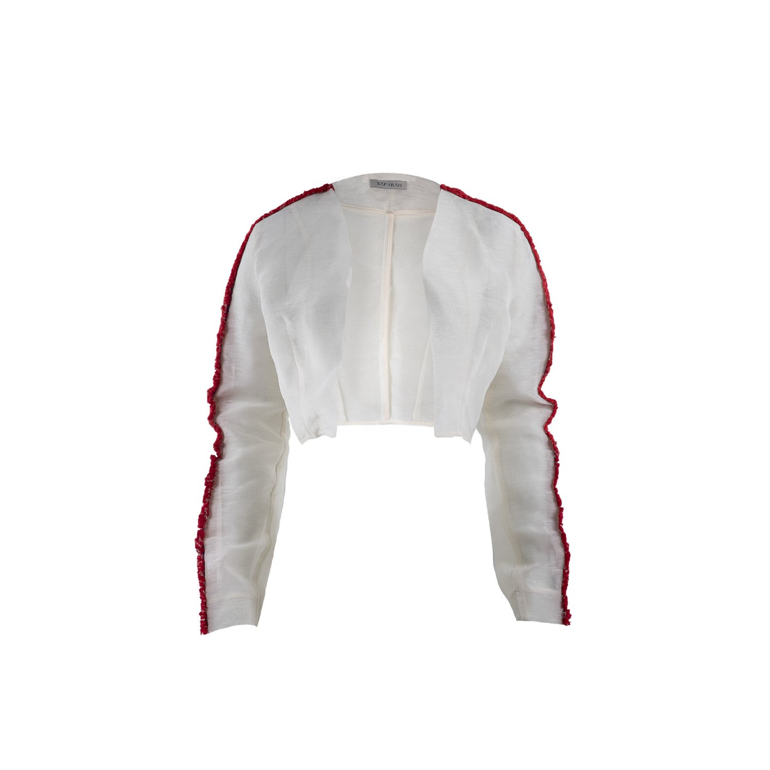 Sāfaråh Women's White Organza Linen Peskir Jacket In White