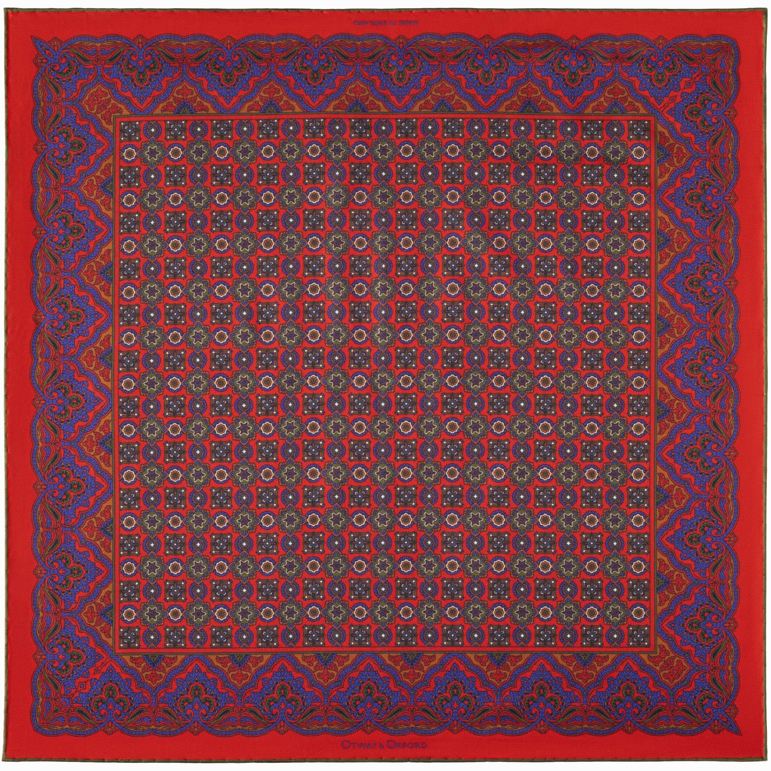 Men’s Red / Blue / White ’Millefiori’ Silk Pocket Square In Red, Blue, Green & Off-White. Full-Size. Otway & Orford