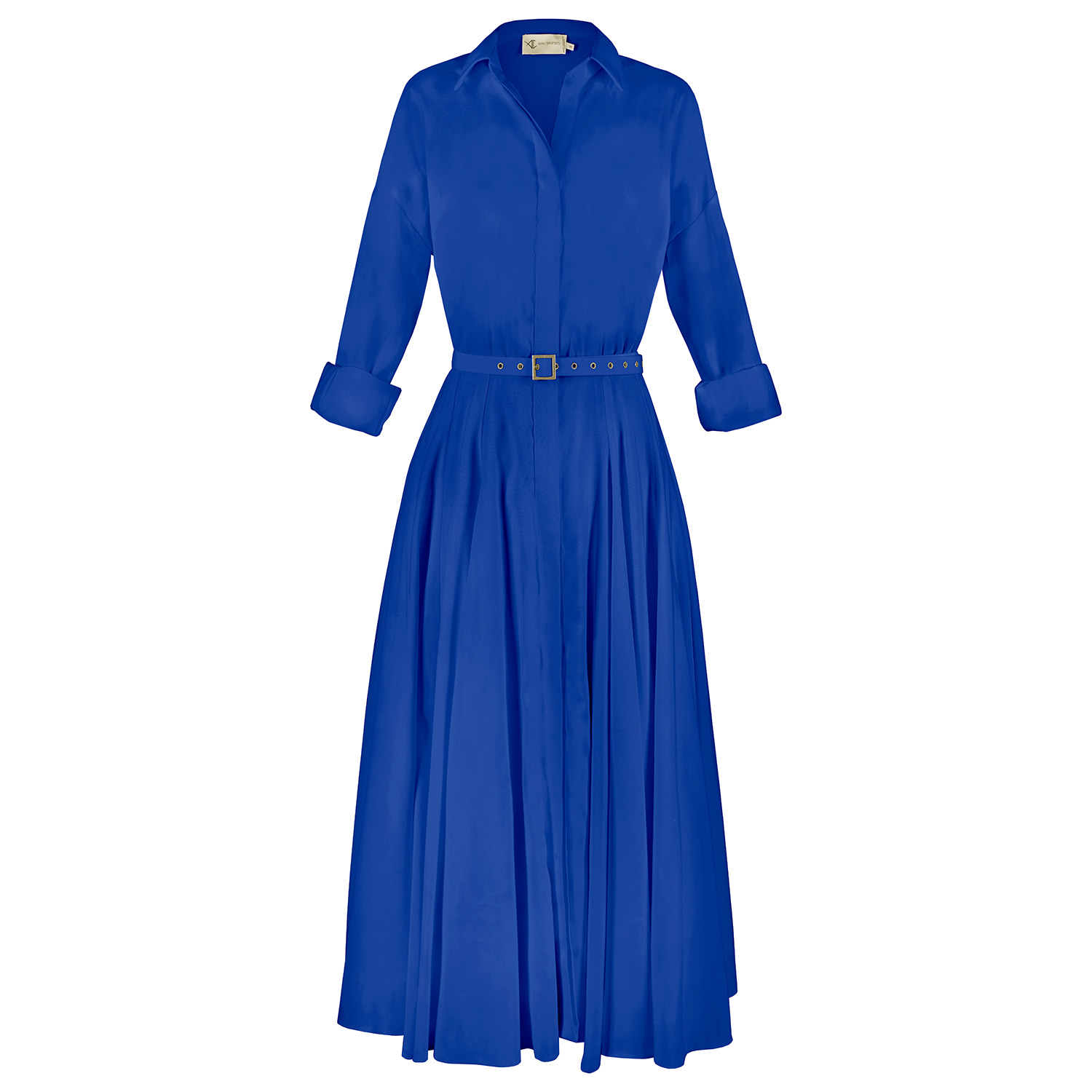 Alina Cernatescu Women's Vera Royal Viscose Blue Office & Cocktail Midi Dress With Textile Belt In Blue