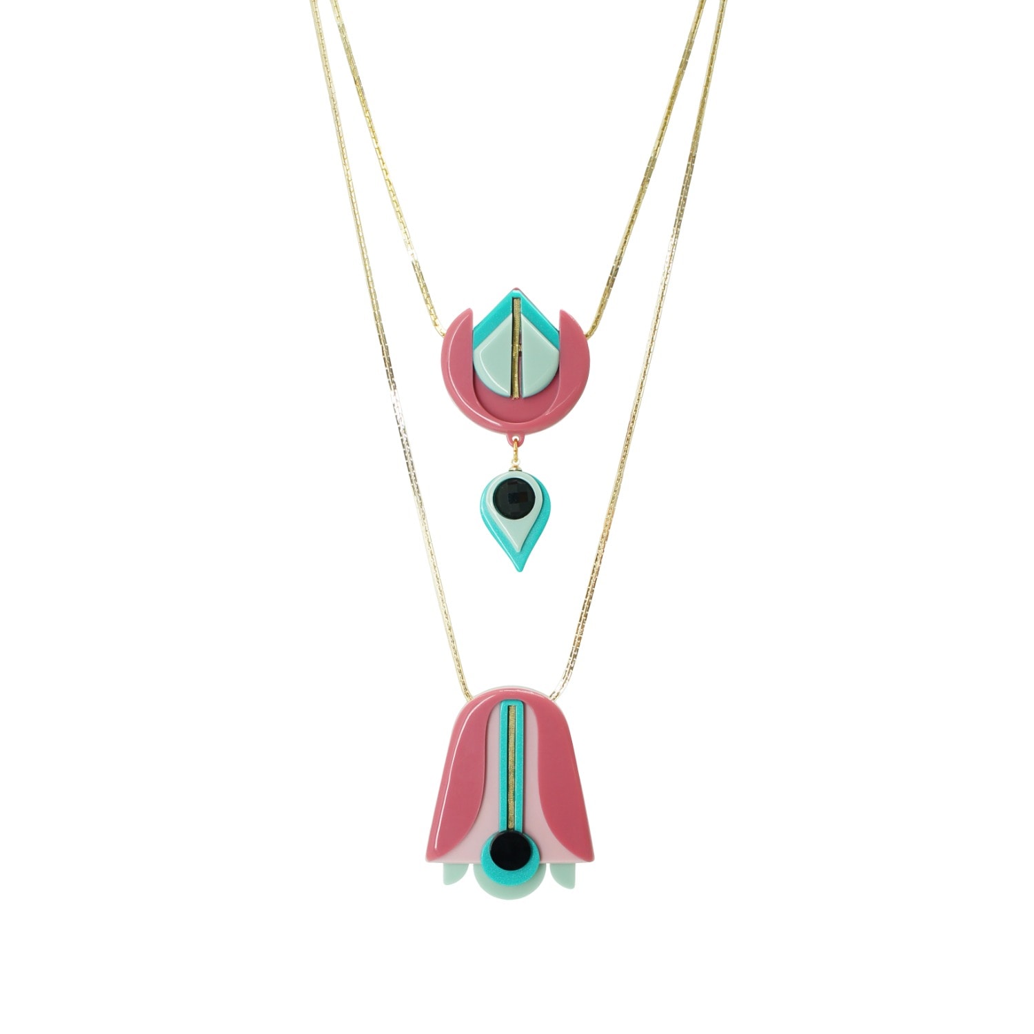 Gissa Bicalho Women's Pink / Green Handmade Acrylic Necklace Kit Iolanda Candy Pink In Red