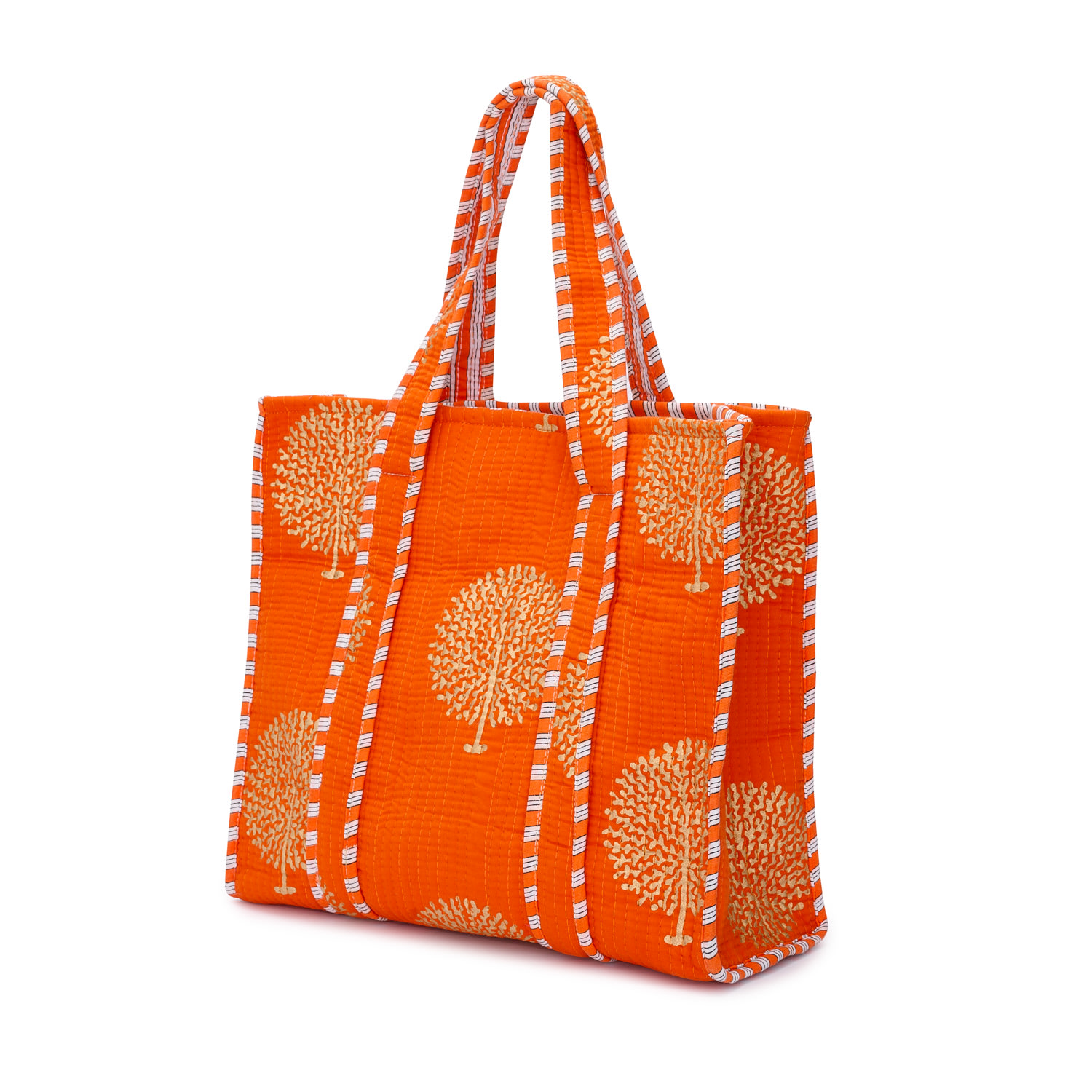 At Last... Women's Yellow / Gold Medium Cotton Tote Bag In Tangerine & Gold