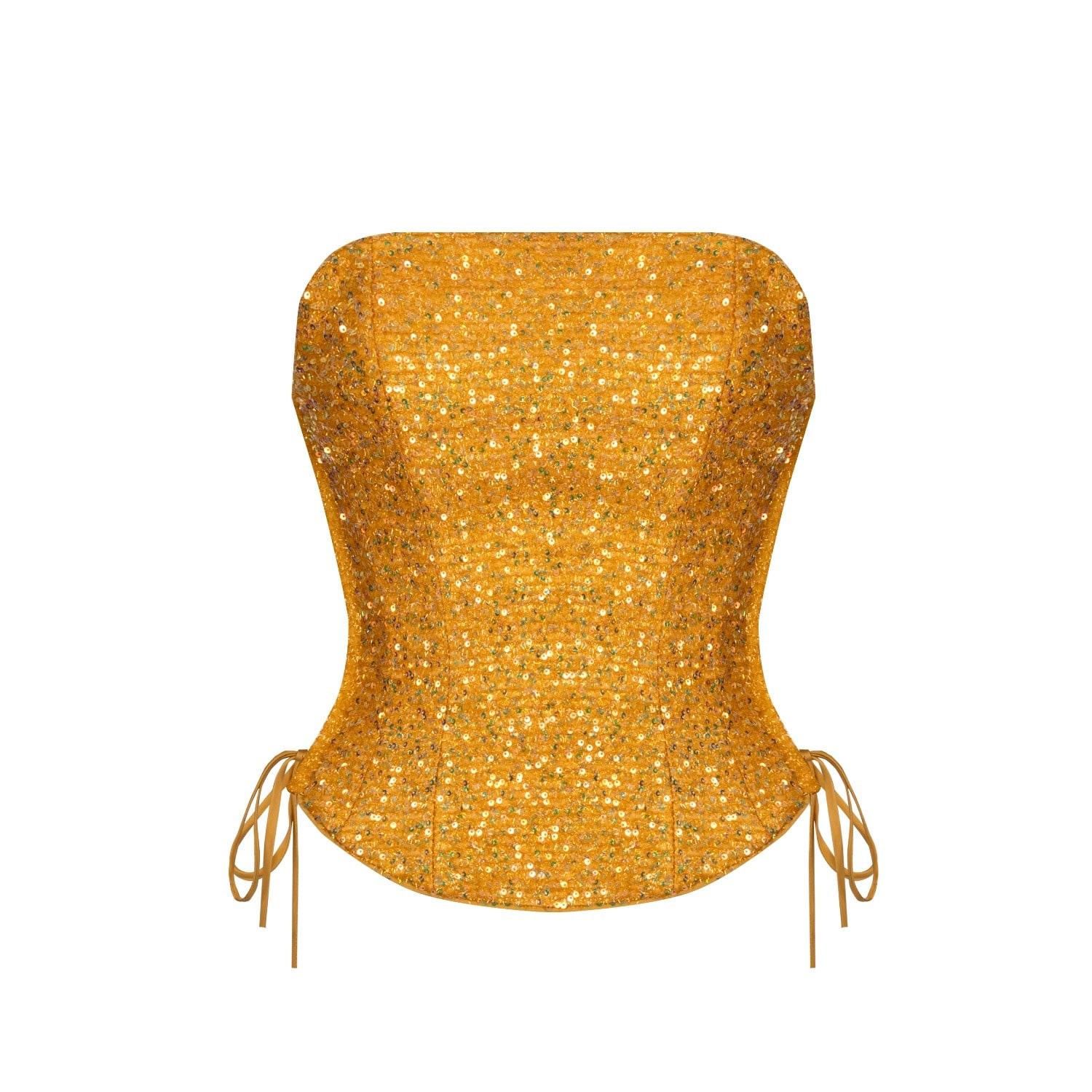Women's Gold Lina Yellow Sequin Corset | Extra Small | Elsava
