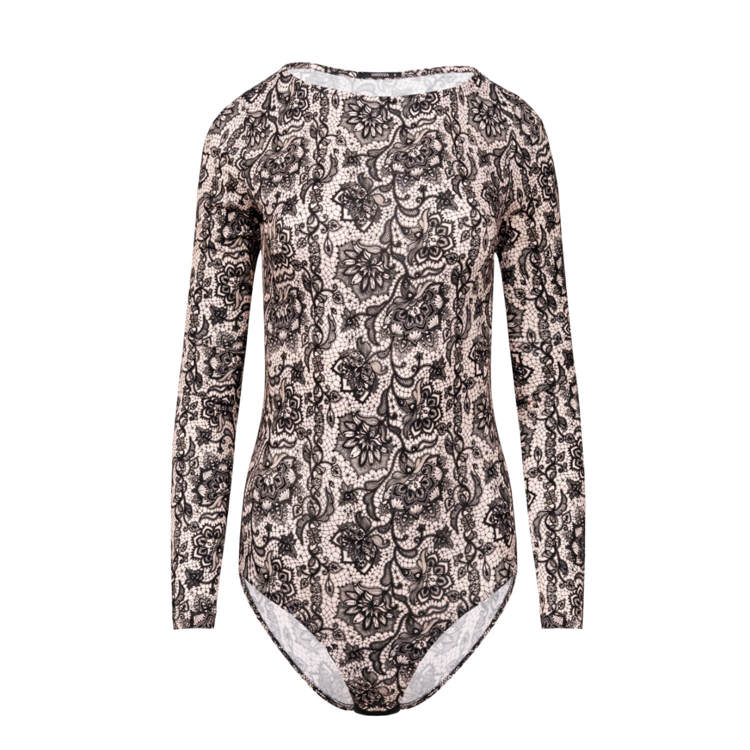 Oh!zuza Night&day Women's Black / Neutrals Viscose Bodysuit - Lace Print In Black